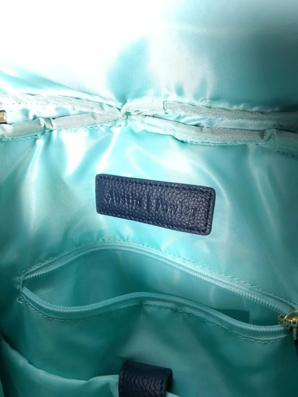Austin Fowler Navy Diaper Backpack With Gold Zippers And Multiple Compartments